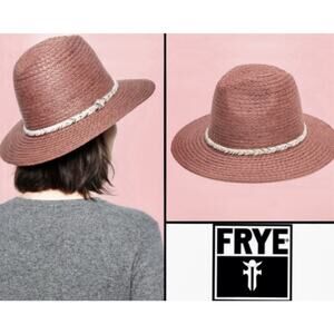 Frye & Co Tan Fedora Hat Wide Brim Straw Tall Crown Women’s M/L Western Boho
